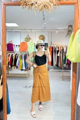 Chân váy rút dây linen tưng premium Cói Design