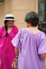 Đầm suông tay bí kèm belt linen tưng Cói Design
