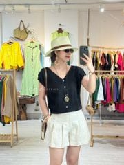 Áo tay xếp lưng đan dây chéo linen tưng premium Cói Design