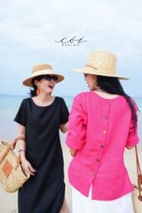 Áo hàng nút lưng tay dài Linen tưng premium Cói Design