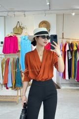 Áo sơ mi lụa đắp chéo Cói Design