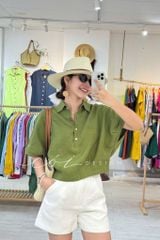 Áo sơ mi nút bọc tay liền linen tưng Cói Design