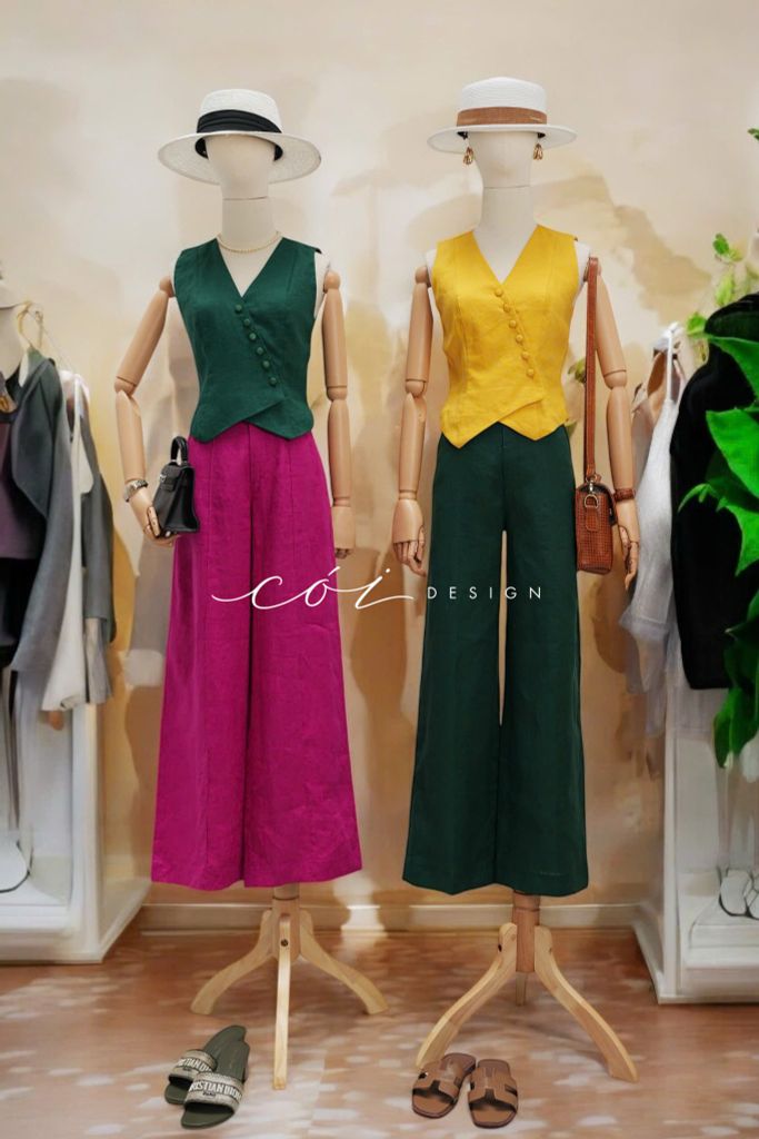 Quần suông ly giữa Linen tưng premium Cói Design