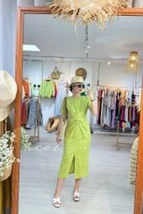 Đầm chéo eo linen tưng premium Cói Design