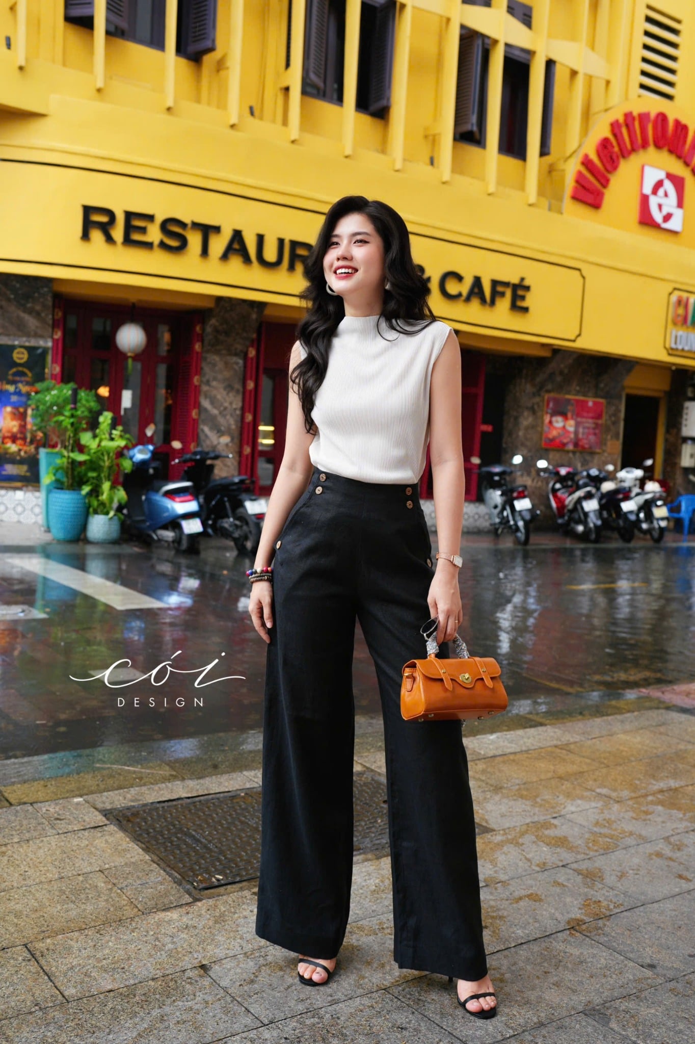 Quần suông phối nút linen tưng premium Cói Design