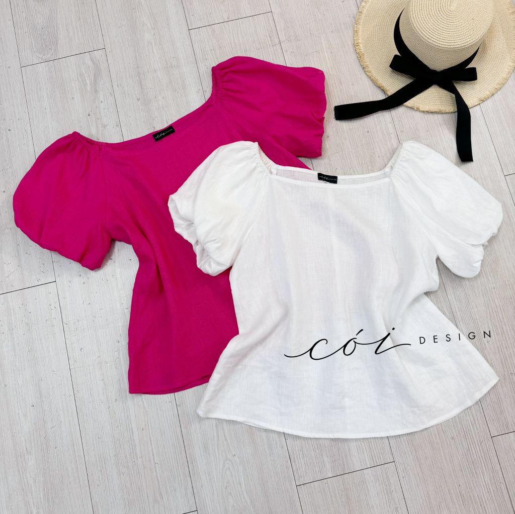 Áo tay bí bẹt vai Linen tưng premium Cói Design