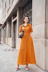 Đầm sơ mi tay ngắn Linen tưng premium Cói Design