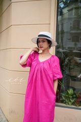Đầm suông tay bí kèm belt linen tưng Cói Design