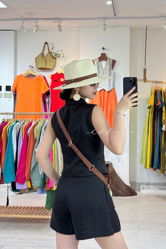 Quần short xếp ly form váy linen tưng premium Cói Design