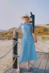 Đầm sơ mi tay ngắn form 8 mảnh Linen tưng premium Cói Design