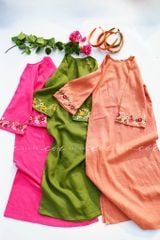 Set áo dài thêu tay Song Hoa Linen kèm quần suông Cói Design