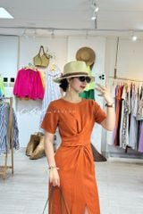 Đầm chéo eo linen tưng premium Cói Design