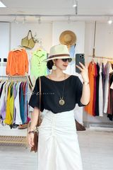 Chân váy rút dây linen tưng premium Cói Design