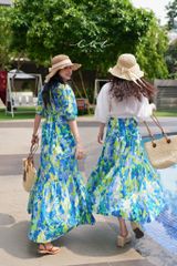 Đầm khoét eo tay phồng cotton hàn Cói Design