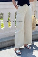 Quần suông nút bọc màu Linen tưng premium Cói Design