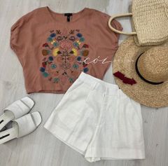 Áo linen thêu cánh dơi Cói Design