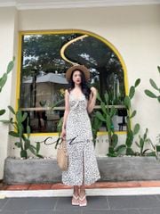 Đầm linen 2 dây họa tiết Cói Design