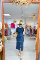 Đầm chéo eo linen tưng premium Cói Design