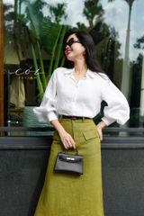 Chân váy 2 nắp túi Linen tưng premium Cói Design