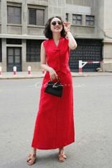 Áo gile cổ cánh én Linen tưng premium Cói Design