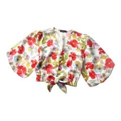 Áo croptop tay bí phối dây linen Cói Design