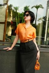 Chân váy 2 nắp túi Linen tưng premium Cói Design