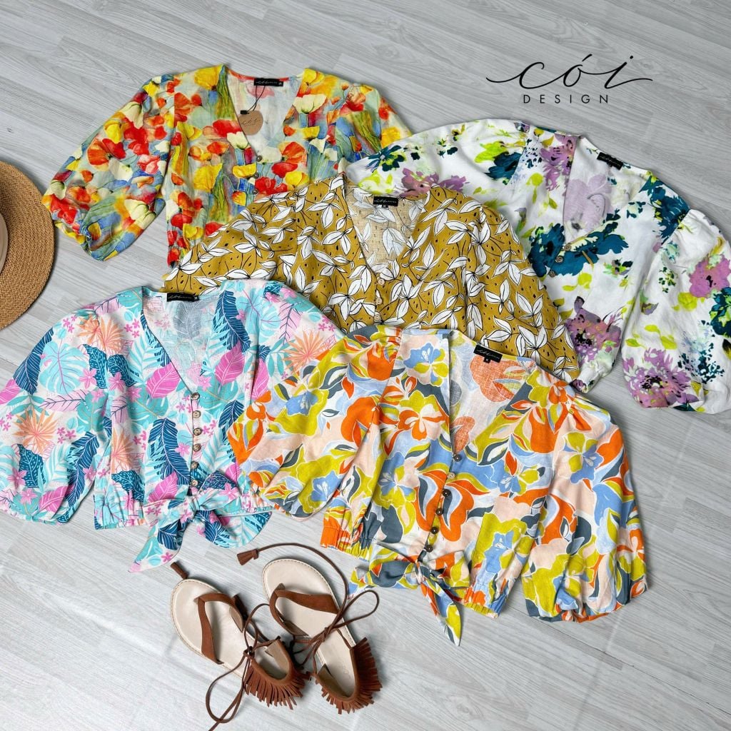 Áo croptop tay bí phối dây linen Cói Design