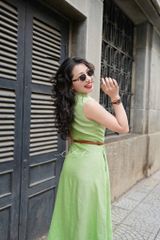 Đầm sát nách cổ sơ mi Linen tưng premium Cói Design