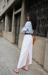 Chân váy 2 nắp túi Linen tưng premium Cói Design