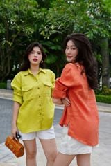 Áo sơ mi suông 2 túi hộp Linen tưng premium Cói Design