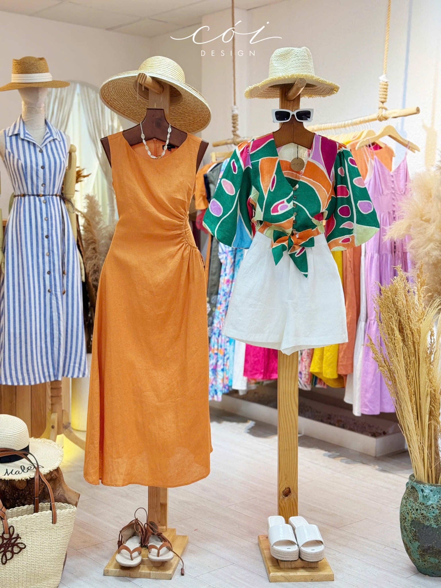 Áo croptop tay bí phối dây linen Cói Design