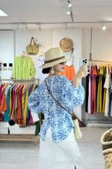 Áo tay phồng nút lưng linen hàn Cói Design