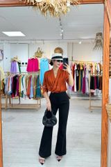 Áo sơ mi lụa đắp chéo Cói Design