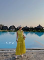 Áo gile cổ cánh én Linen tưng premium Cói Design