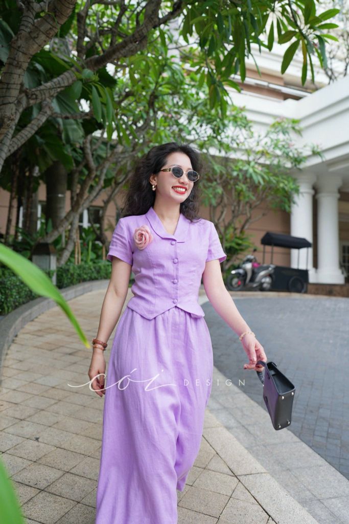 Áo cổ cánh én tay ngắn Linen tưng premium Cói Desgin