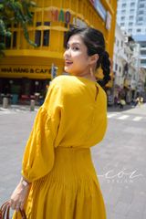Áo tay phồng hàng nút bọc lưng linen tưng Cói Design