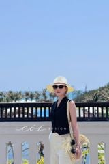 Quần suông nút bọc màu Linen tưng premium Cói Design