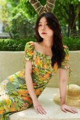 Đầm nhún ngực xẻ tà linen hàn Cói Design