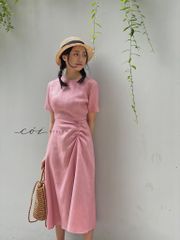 Đầm linen rút eo Cói Design