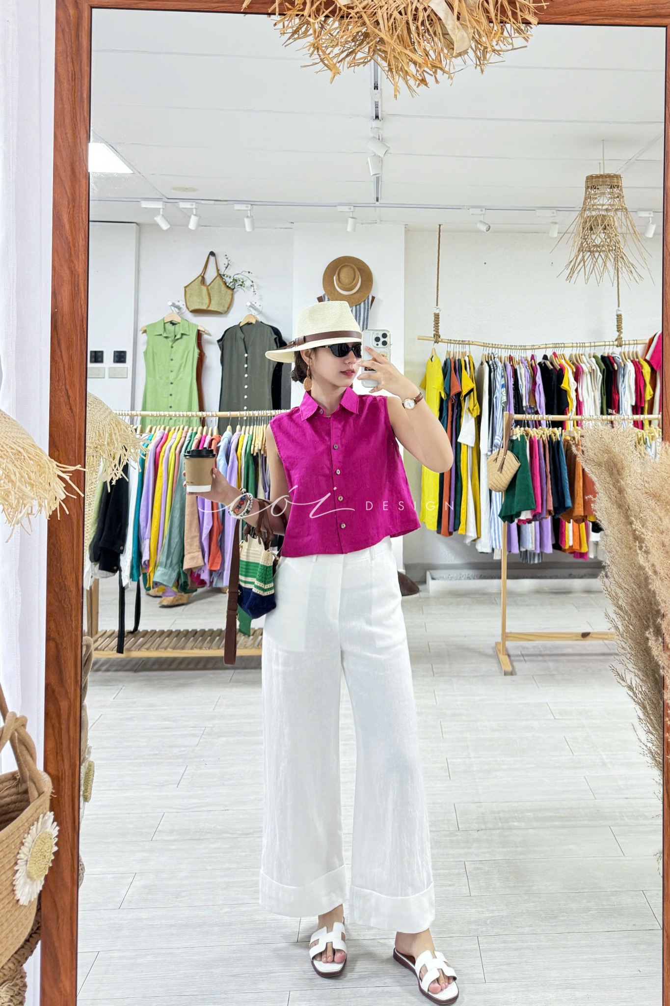 Quần suông lật lai túi sau Linen tưng premium Cói Design