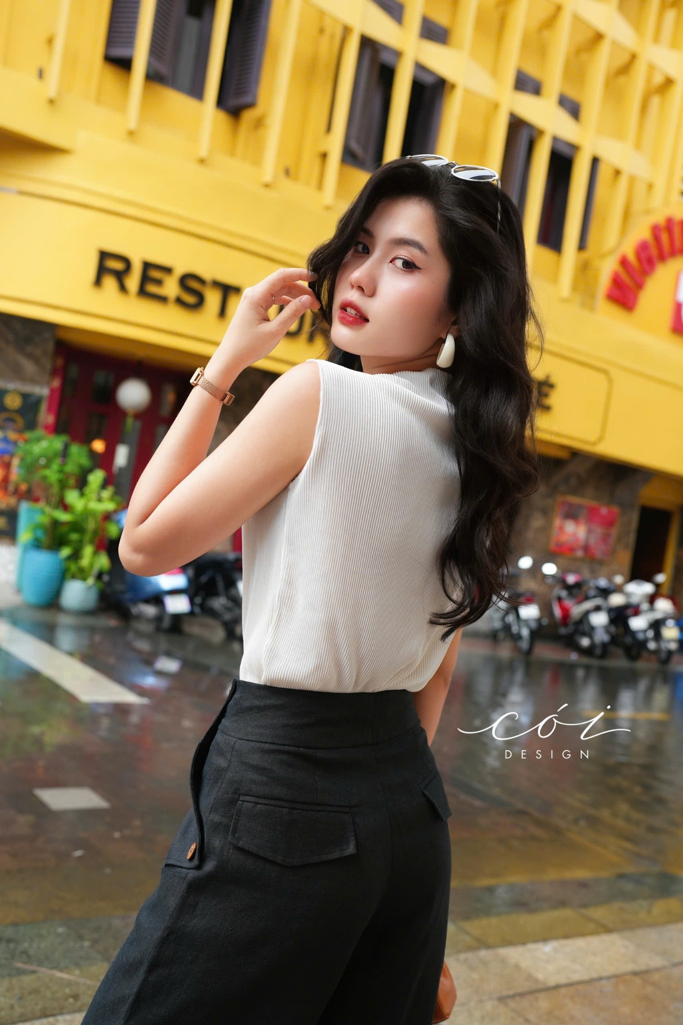 Quần suông phối nút linen tưng premium Cói Design