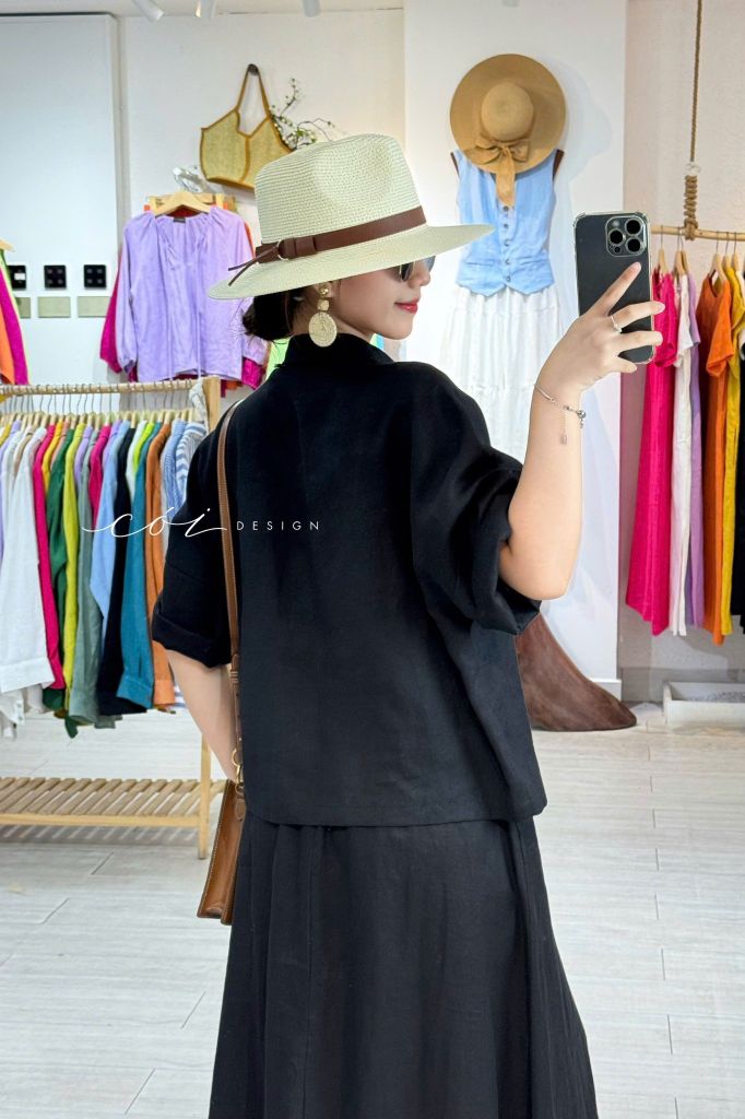 Áo sơ mi hàng nút đôi linen tưng premium Cói Design