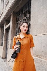 Đầm sơ mi tay ngắn Linen tưng premium Cói Design