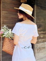 Đầm bẹt vai 2 túi nút bọc Linen tưng premium Cói design