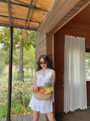 Set linen nút bọc sát nách Cói Design
