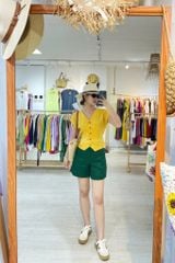 Áo gile tay xếp Linen tưng premium Cói Design