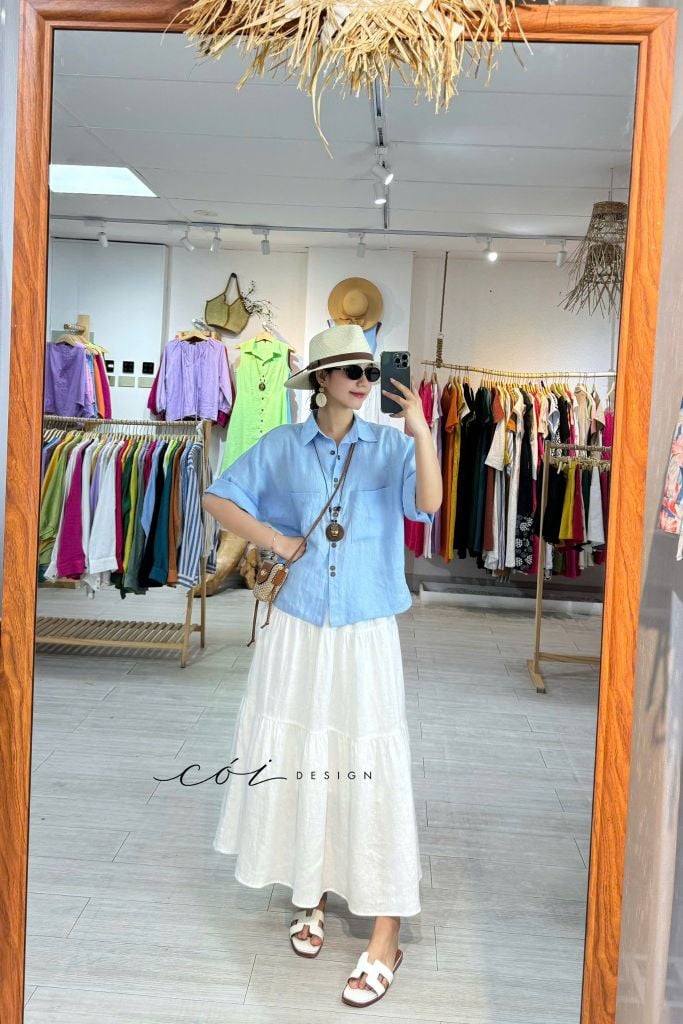 Áo sơ mi hàng nút đôi linen tưng premium Cói Design