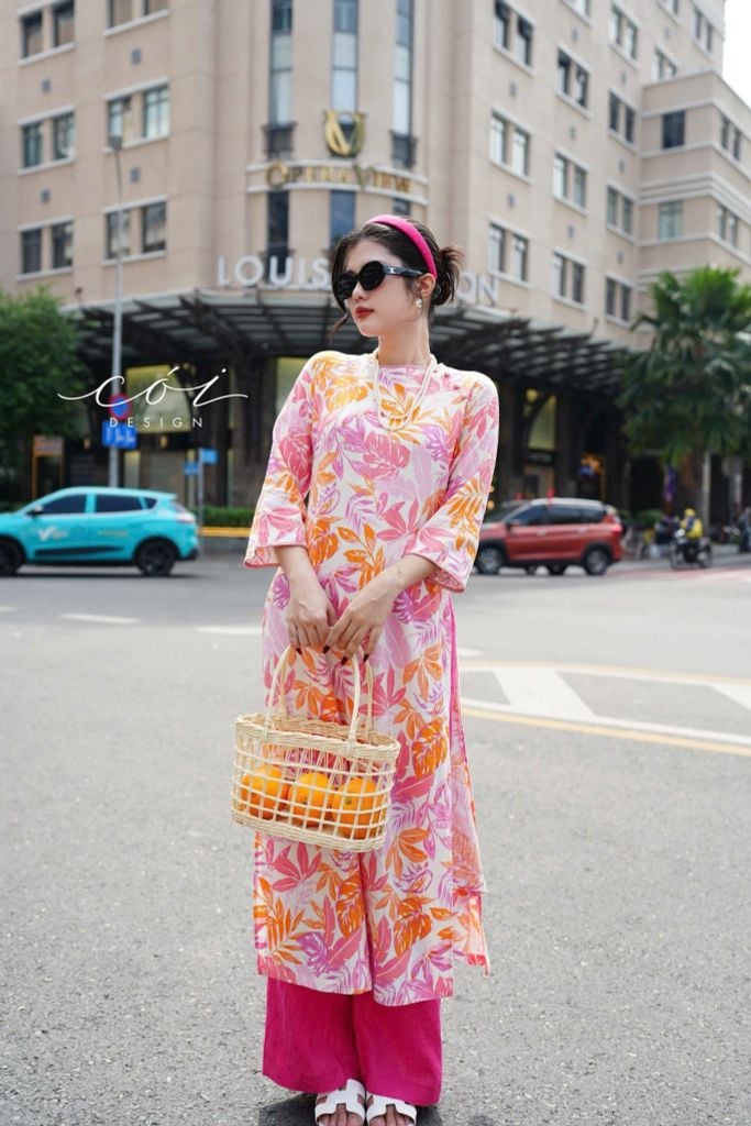 Áo dài sắc xuân Linen tưng premium Cói Design
