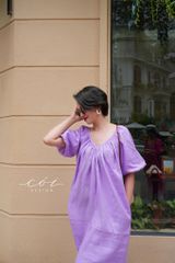 Đầm suông tay bí kèm belt linen tưng Cói Design
