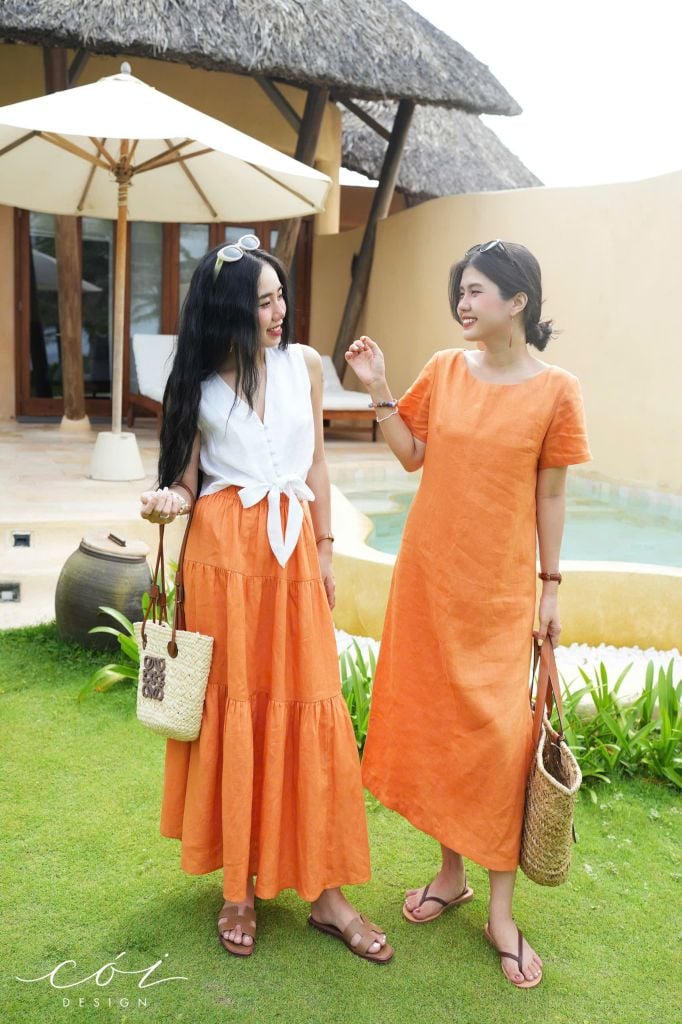 Chân váy tầng Linen tưng premium Cói Design
